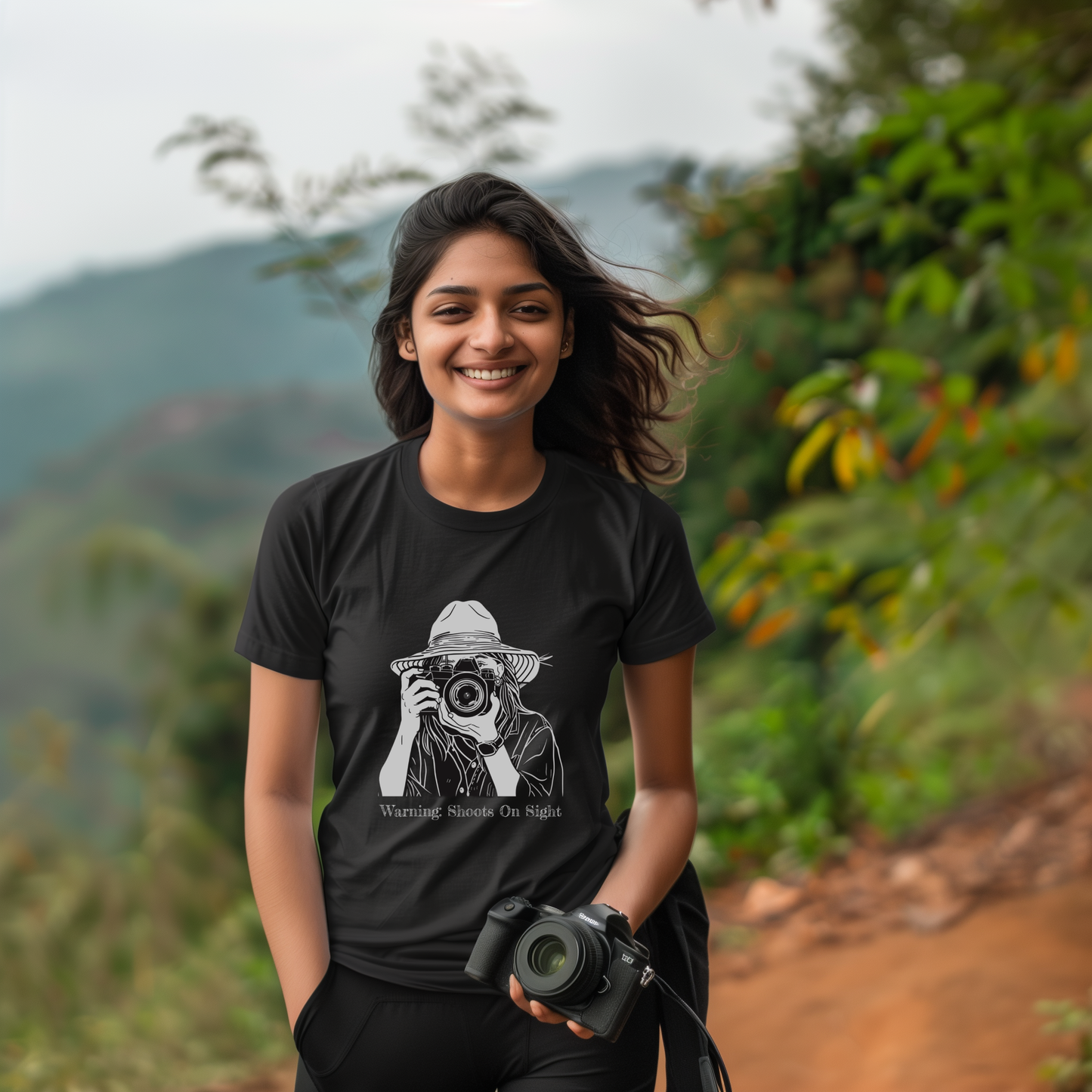 Photographer Women Black Supima Tshirt
