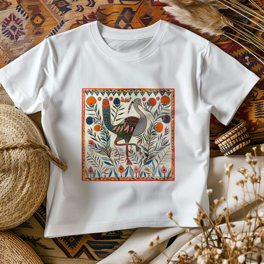 mithila paitning white crop top