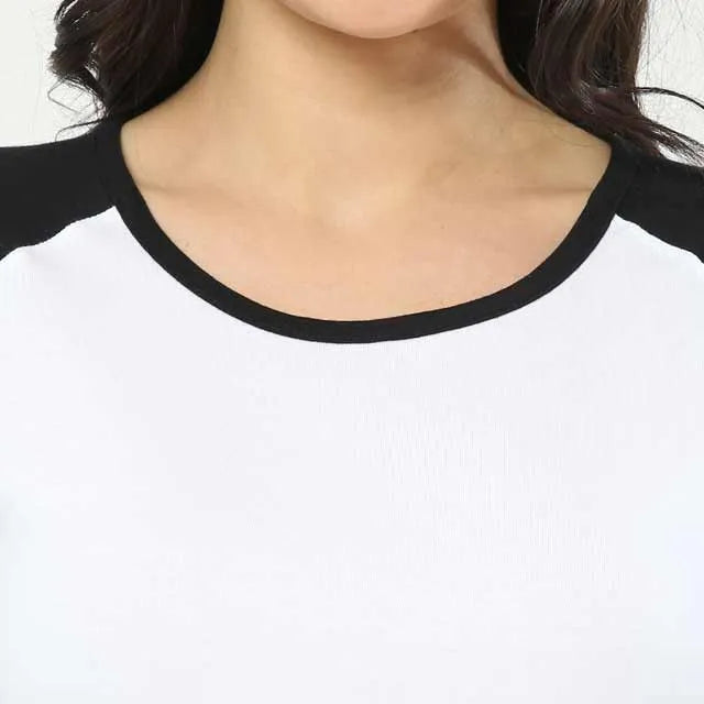 WOMEN WHITE BLACK RAGLAN T-SHIRT