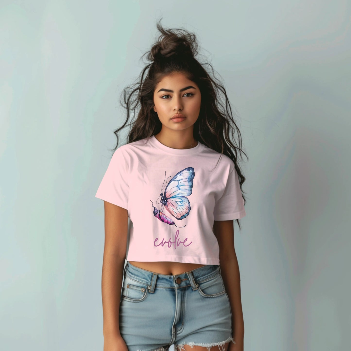 evolve baby pink crop top
